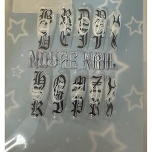 Clear Coffin Press On Nails‎ With Black And White Letters